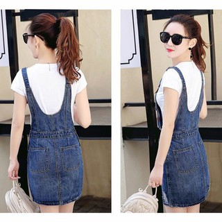 Đầm Yếm Jean Nữ Wash Cào