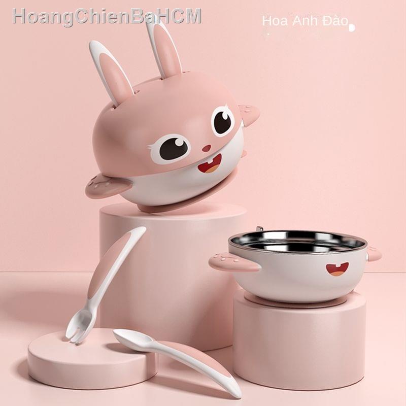 Baosheng bát em bé bộ thìa hút cốc ăn dặm sơ sinh bổ sung đĩa trẻ phim hoạt hình dễ thương chống rơi đồ