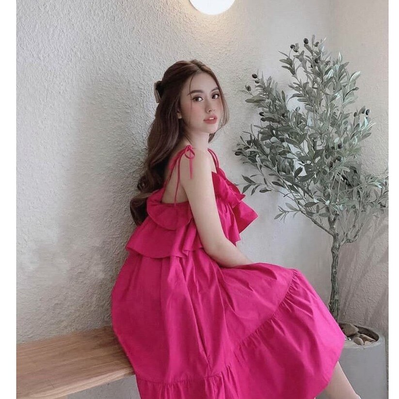 Đầm baby doll thiết kế hai dây kiểu tầng dáng xèo nữ tính