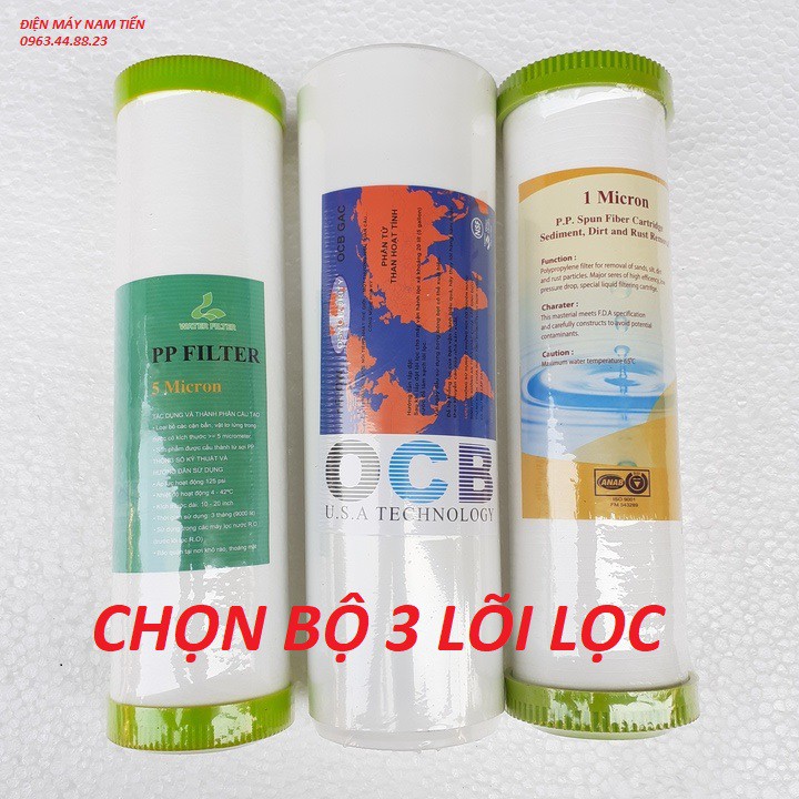 [FREESHIP 50K]_Bộ lõi lọc số 1, 2, 3 dành cho các loại máy lọc nước RO, dài 25cm