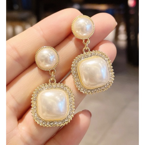 Khuyên tai hình trái tim đính kim cương giả thời trang Hàn Quốc mới cho nữ