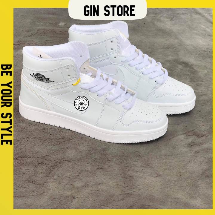 GIÀY SNEAKER THỂ THAO CỔ CAO TRẮNG FULL NAM NỮ - GIN STORE