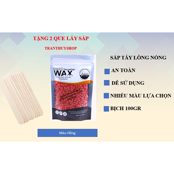 Sáp Wax Lông Nóng HARD WAX BEANS 100G chuẩn tặng kèm que.