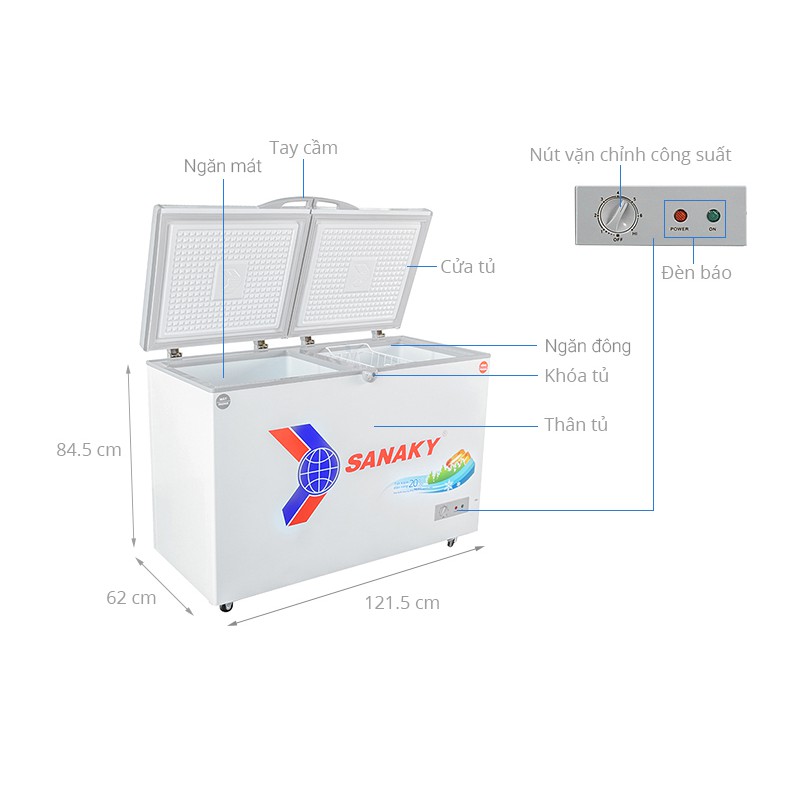 VH-3699W1 Tủ Đông Sanaky VH-3699W1 2 NGĂN 1 ĐÔNG 1 MÁT,2 CÁNH,260 LÍT