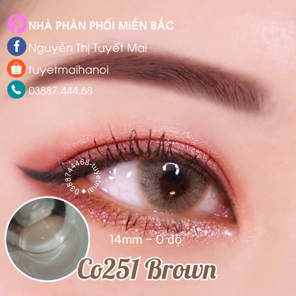 [ Ảnh Thật ] Lens Nâu Tây Sáng Nổi Bật Co251 Brown 14mm 0 Độ - Kính Áp Tròng Hàn Quốc Vassen Sexy Me