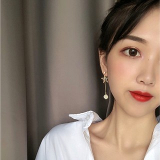 Elegant long earrings with Korean style artificial pearls for women