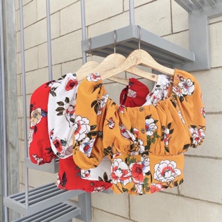 [FREESHIP]Áo hoa croptop - Nhà Lỳ Có Maxi