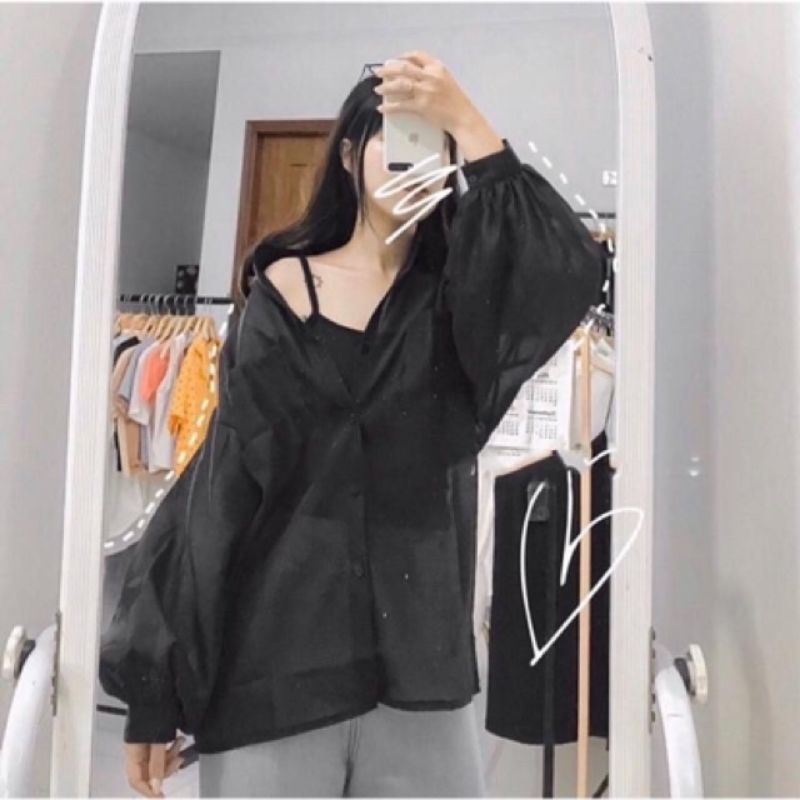 Áo sơ mi voan phôm rộng vải đẹp mịn đẹp 65kg vẫn vừa