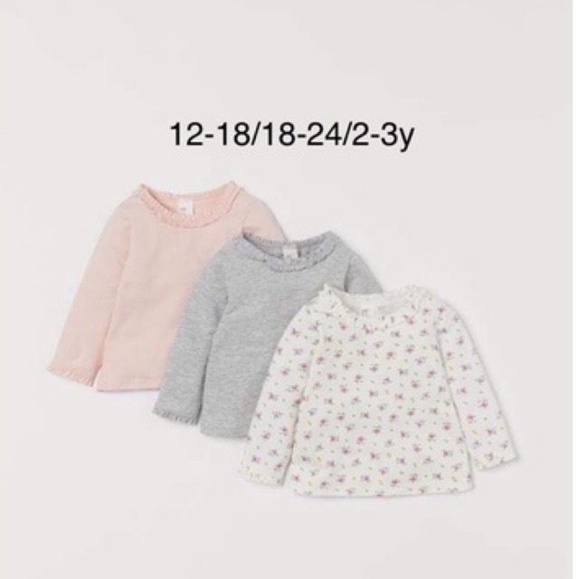 Sét 3 áo cotton dài tay mịn đẹp chuẩn H&M cho bé