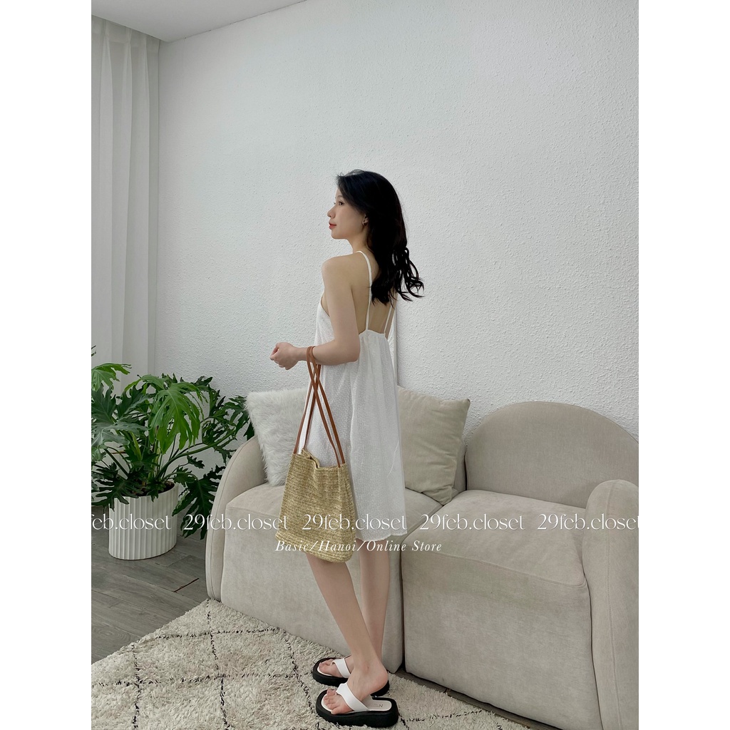 [Ảnh thật/Video] Váy yếm hoa chìm 2 lớp chất thô mềm mát - 29feb.closet - V11