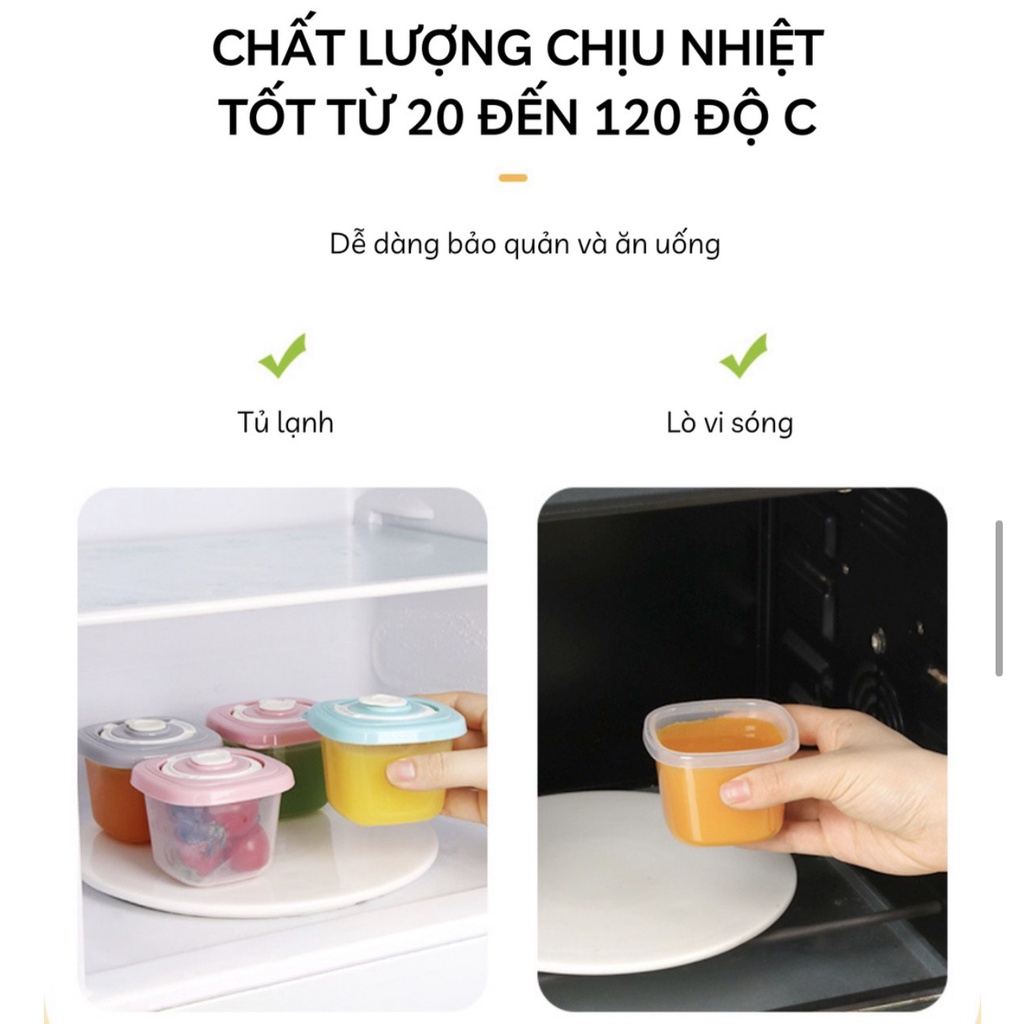 Hộp trữ đông đồ ăn dặm cho bé 120ml Misuta, sử dụng được trong lò vi sóng, có đặt lịch ngày trữ đông