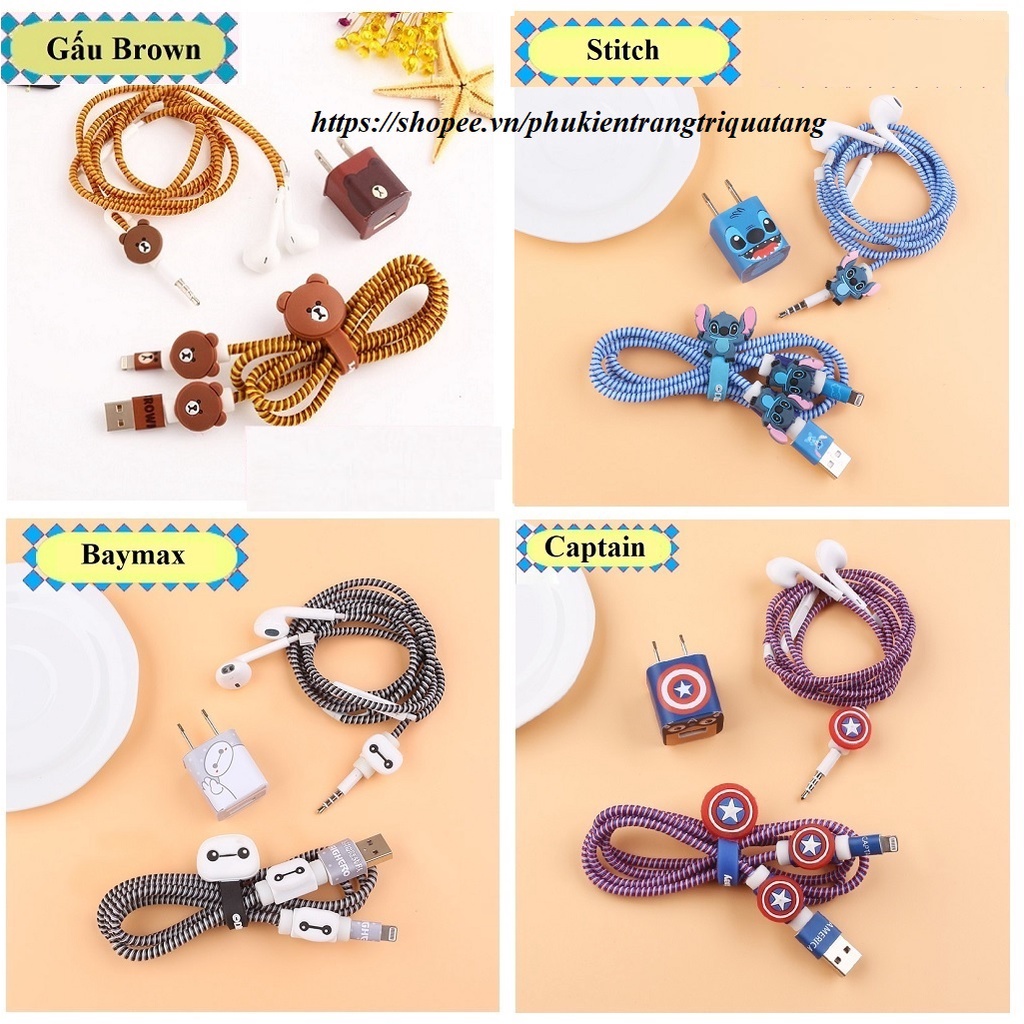 Dây quấn sạc | Dây quấn tai nghe cho IPhone nhiều skin siêu cute để chọn