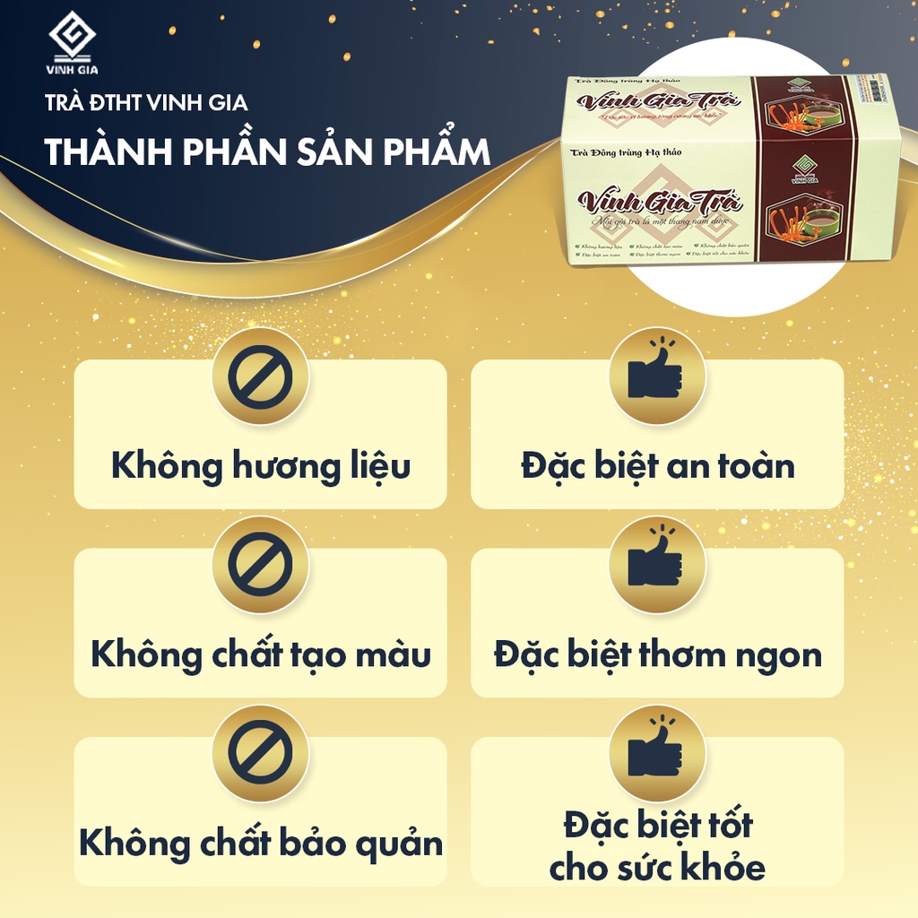 [MUA 2 TẶNG 2] Combo 04 Hộp Trà Đông Trùng Hạ Thảo Vinh Gia Giúp Tăng Sức Đề Kháng Dành Cho Mọi Lứa Tuổi – Hộp 24 Gói