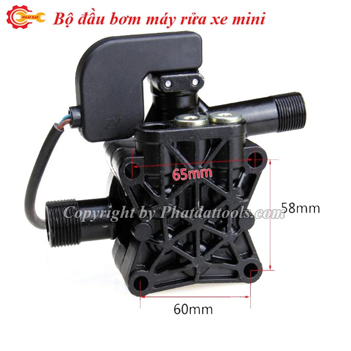 Bộ đầu bơm 3 piston kèm rơ le lắp cho các dòng máy rửa xe mini,máy rửa xe gia đình-Bảo hành 6 tháng