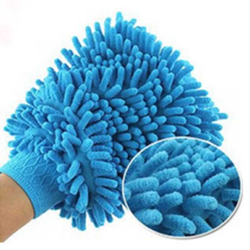 [Random Color] 2 In 1 Ultrafine Fiber Chenille Car Motorcycle Cleaning Wash Glove