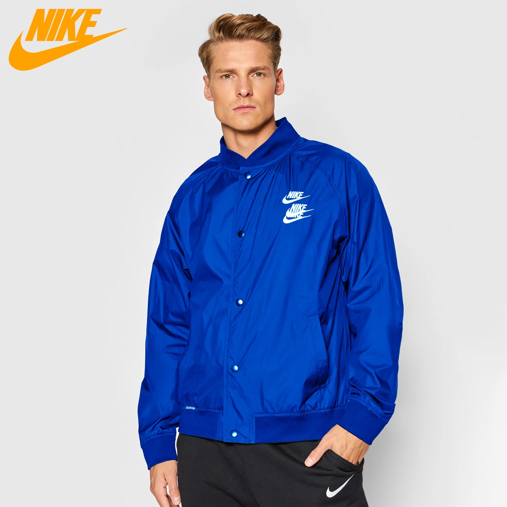NIKE CHÍNH HÃNG - Áo khoác thể thao nam Nike NSW Men's World Tour Woven Bomber Authentic - Blue