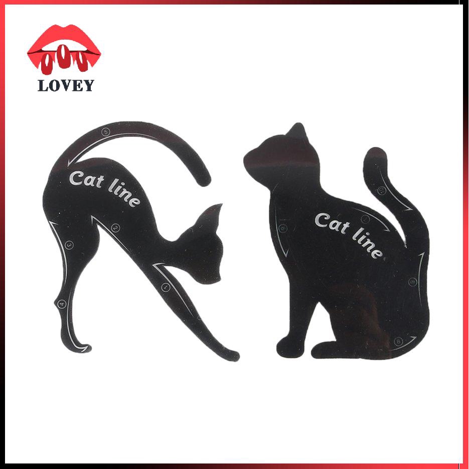 Set 2 khuôn kẻ mắt / mày hình chú mèo xinh xắn tiện dụng