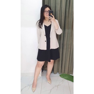 Bigsize công sở - Set Đầm Dây Và Áo Khoác