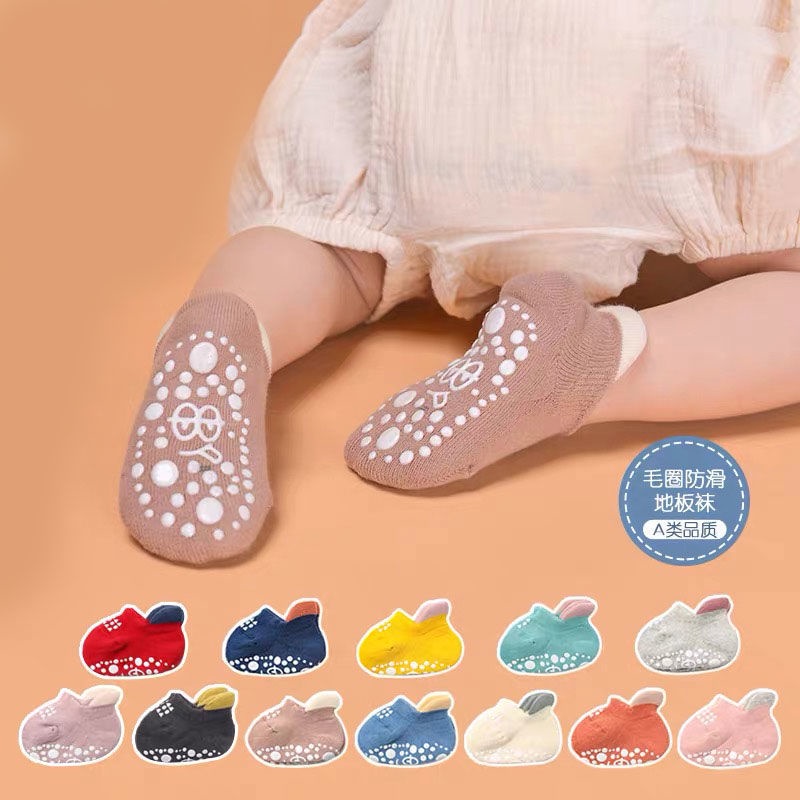 Set 3 đôi vớ em bé thoáng khí chống trượt màu kẹo dễ thương