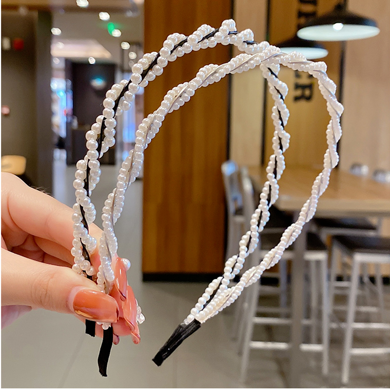 Băng Đô Thời Trang Đính Ngọc Trai Xinh Xắn Cho Nữ Kiểu Hàn Quốc