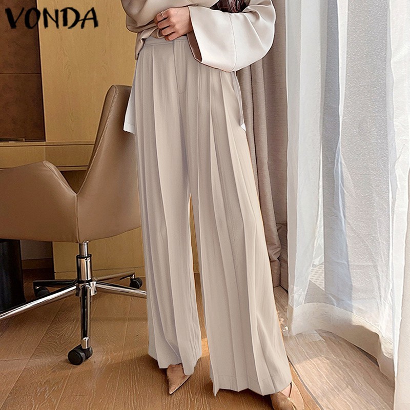 Quần Dài VONDA Ống Loe Lưng Cao Màu Trơn Cho Nữ | BigBuy360 - bigbuy360.vn