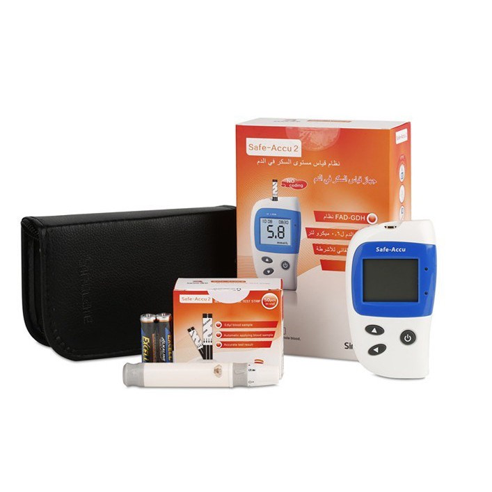 Máy đo đường huyết kỹ thuật số cao cấp Sinocare Safe-Accu2 + Que thử + Kim chích máu