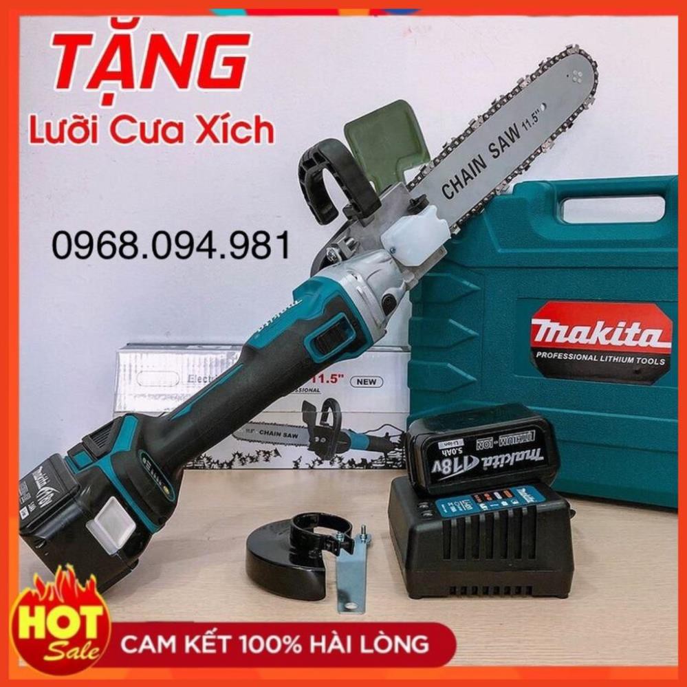 Máy Cắt Pin MAKITA 118V Dây Đồng 100% Không Chổi Than- Tặng lưỡi cưa xích cắt cây - Máy Cắt Pin - Máy Mài Pin
