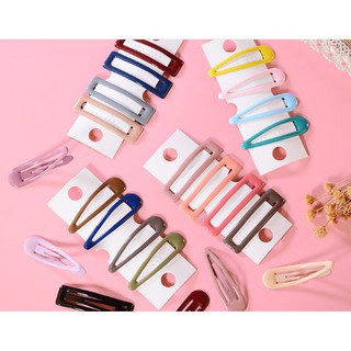 Kẹp Tóc Mái Tam Giác - Chữ Nhật Ốp Nhựa đủ màu (set 2 cái)