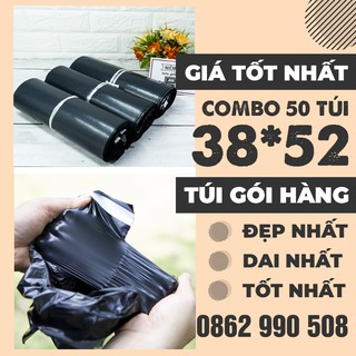 [GIÁ TỐT NHẤT] 50 Túi Gói Hàng Quần Áo Siêu Nhanh, Siêu Tiết Kiệm Màu Đen Size 38*52