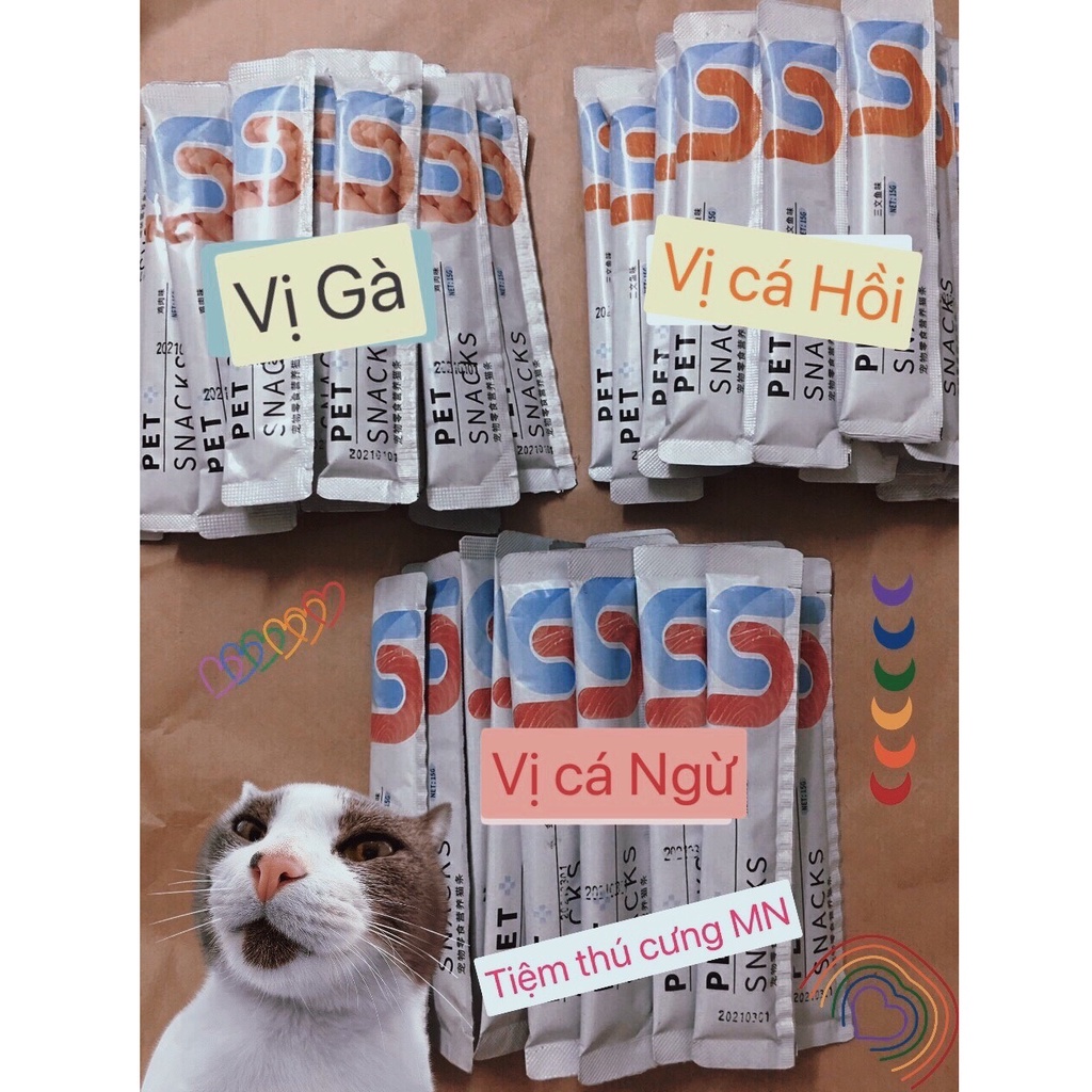 [Mã 11FMCGSALE1 giảm 10% đơn 250K] Súp thưởng Pet Snacks Hộp 60 gói màu, Set 45 gói bạc giá siêu yêu