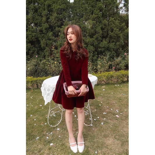 Váy Babydoll Merry Christmas Đỏ Đô