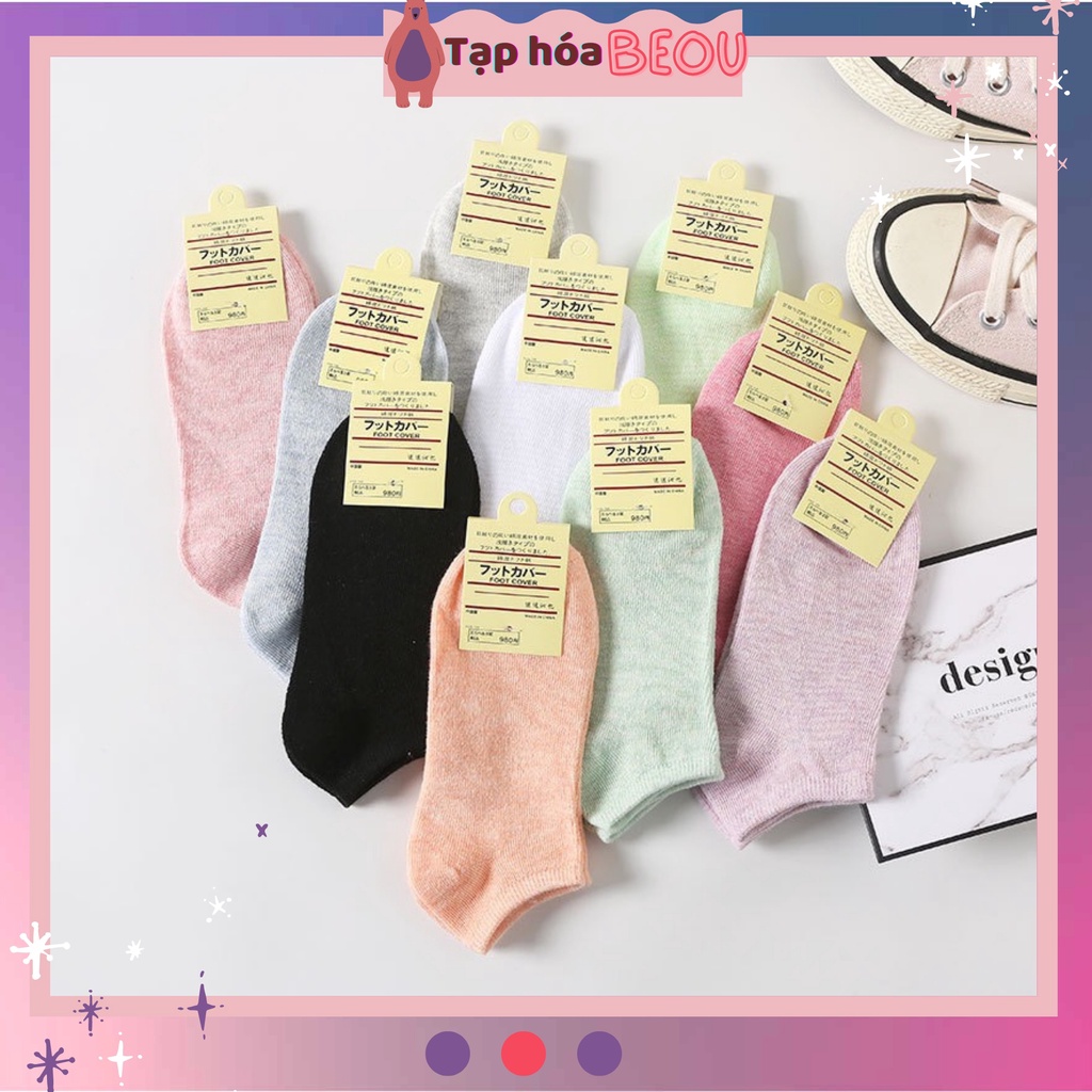 Tất nữ cổ ngắn trơn nhiều màu - vớ cotton thoáng mát kháng khuẩn