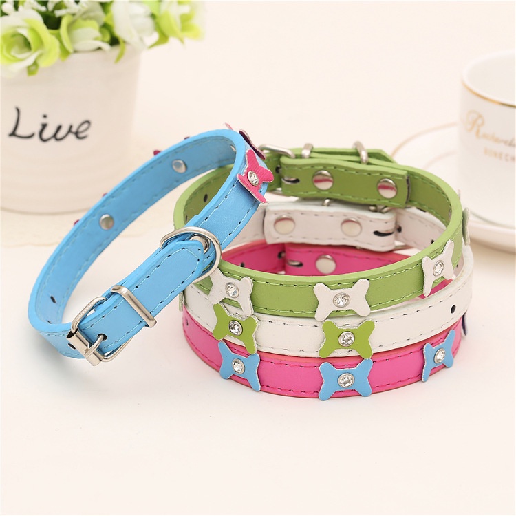 Vòng cổ da cho chó mèo đơn giản nhiều màu sắc với dây nới thông minh