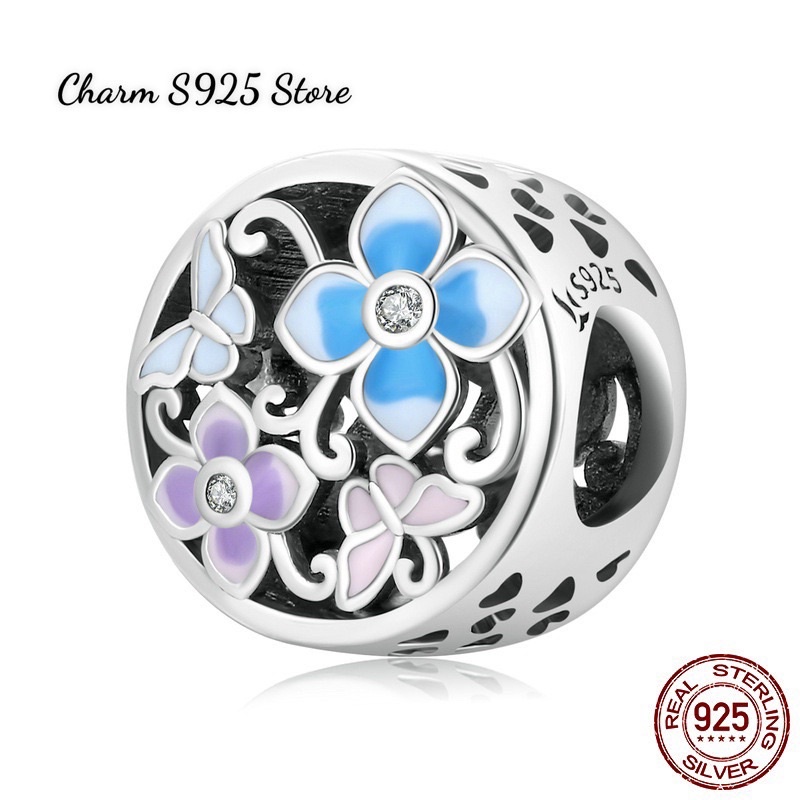 CHARM XỎ NGANG HƯƠNG HOA XUÂN BẠC S925 HÀNG CHÍNH HÃNG CAO CẤP