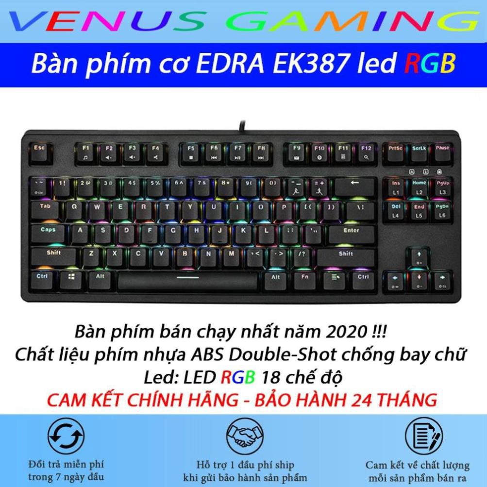 Bàn phím cơ EDRA EK387 Huano Switch led RGB - Dây Typ C - Màu đen - Blue/ Brown/ Red Switch - Bảo hành 24 tháng | BigBuy360 - bigbuy360.vn