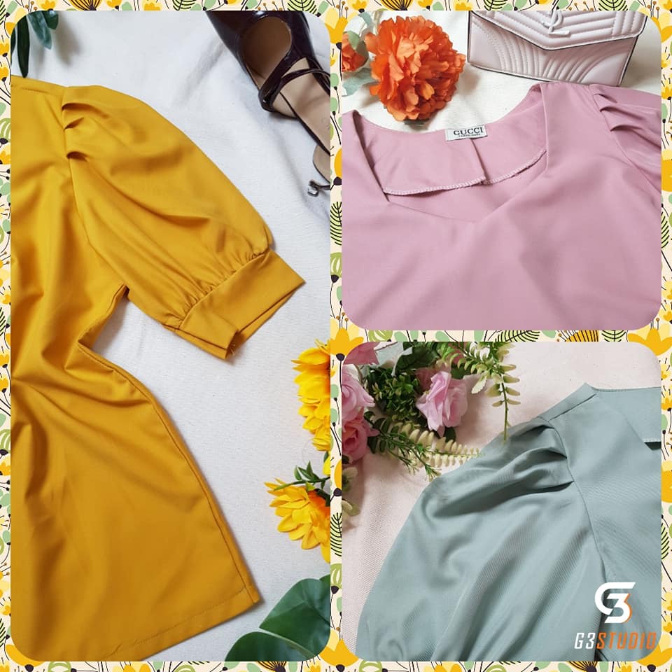 Áo Kiểu Nữ Cổ Vuông Tay Phồng Bigsize Phong Cách Hàn Quốc Chất Cotton Lụa Xinh Xắn ( kèm ảnh thật và clip)