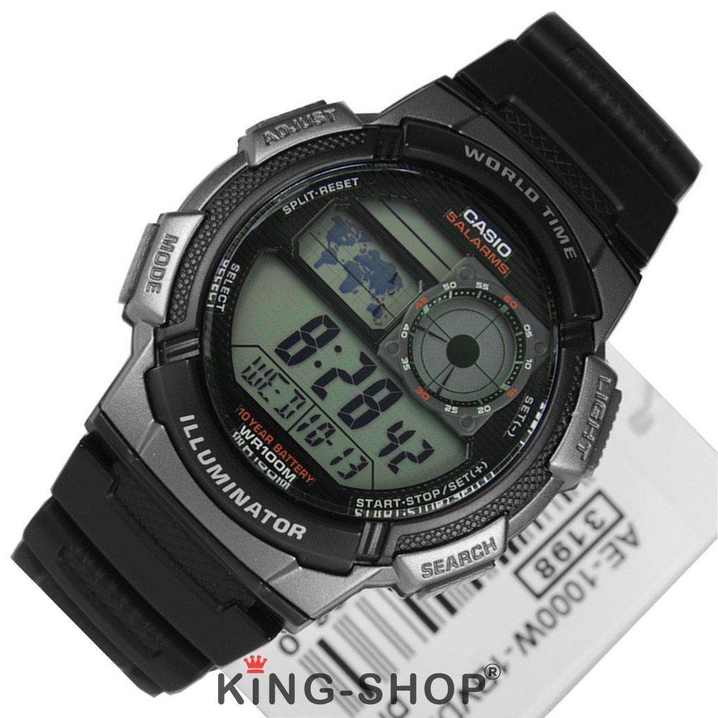 Đồng hồ nam Casio Standard thể thao, điện tử giá rẻ - Dây cao su, chống nước 10ATM ( AE-1000W-1BVDF )