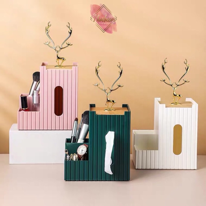 Hộp đựng giấy ăn đa năng DEER hình đầu hươu cao cấp - PB16