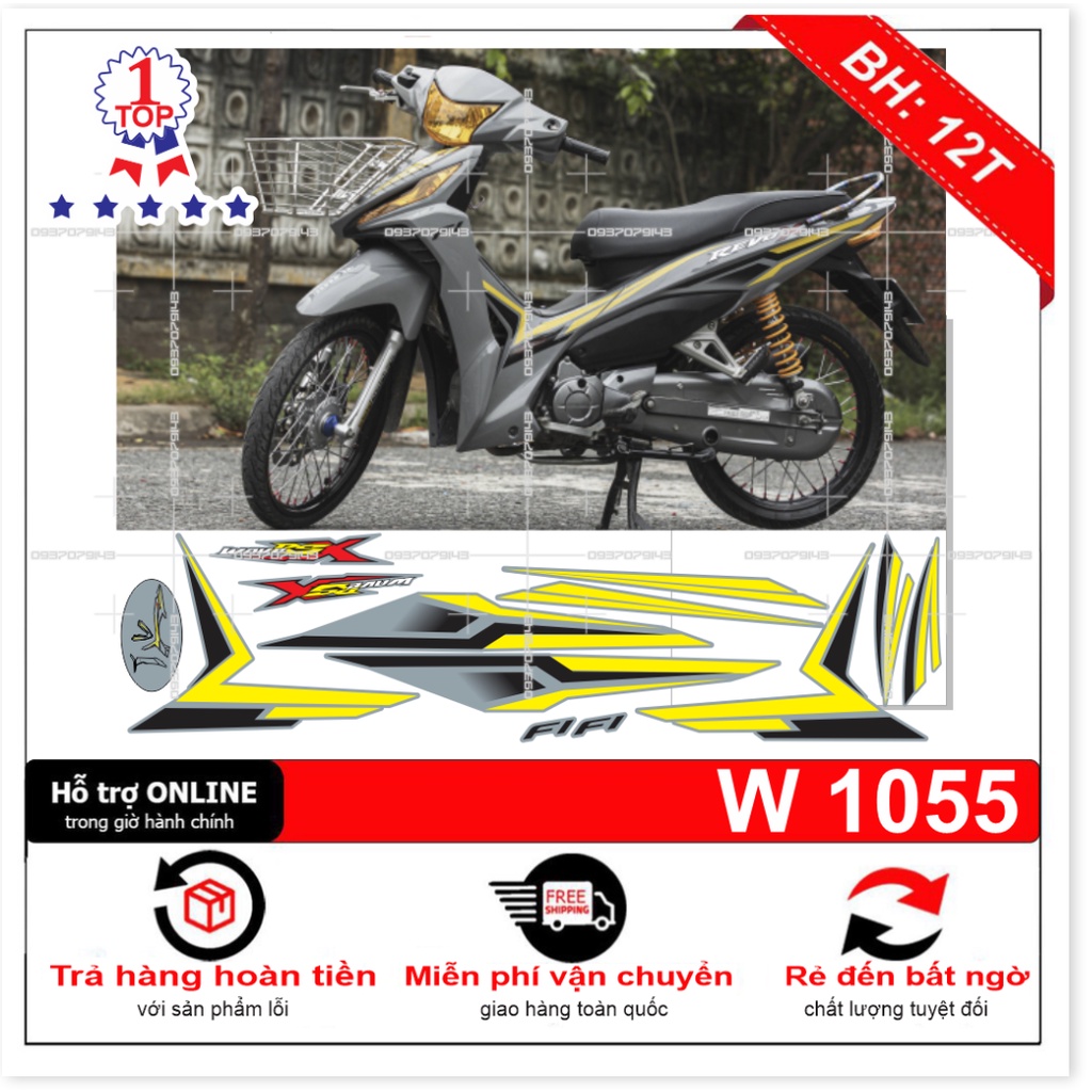 ( Quí khách vui lòng mang ra tiệm cho thợ dán ) Tem wave RSX xám xi măng