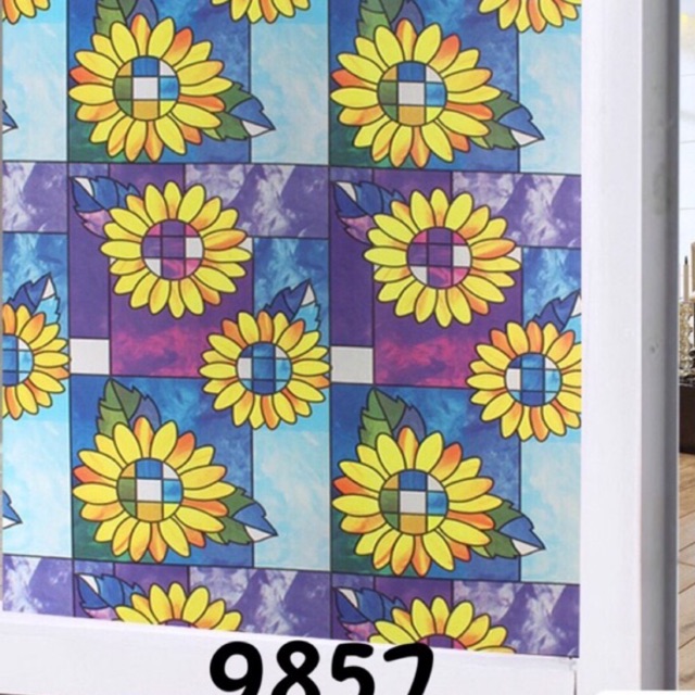 Decal dán kính, giấy dán kính mờ hình hoa hướng dương khổ 90cm (25k/1mét) mã 9857