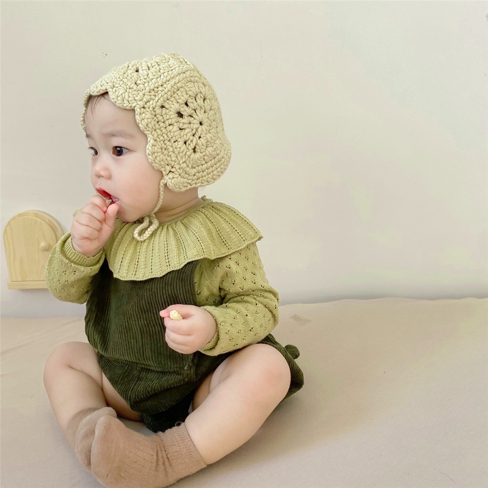 Bộ áo liền quần màu xanh lá dễ thương thời trang xuân thu cho bé gái