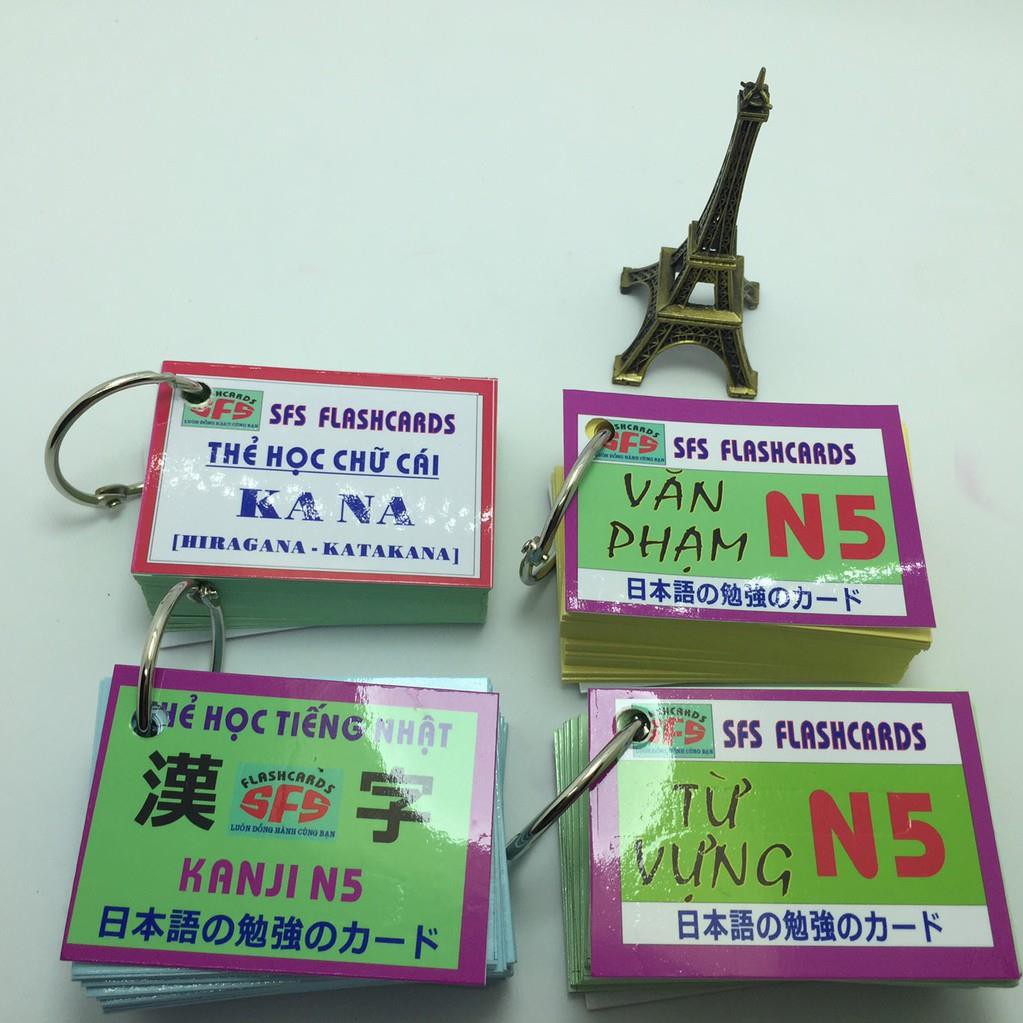 Bộ thẻ học tiếng nhật N5 (4 xấp có kana)
