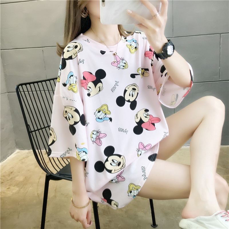 【Available COD】 - EasyCore White Large Large Size T-shirt, Cute Fashion Cartoon Wide T-shirt for Women