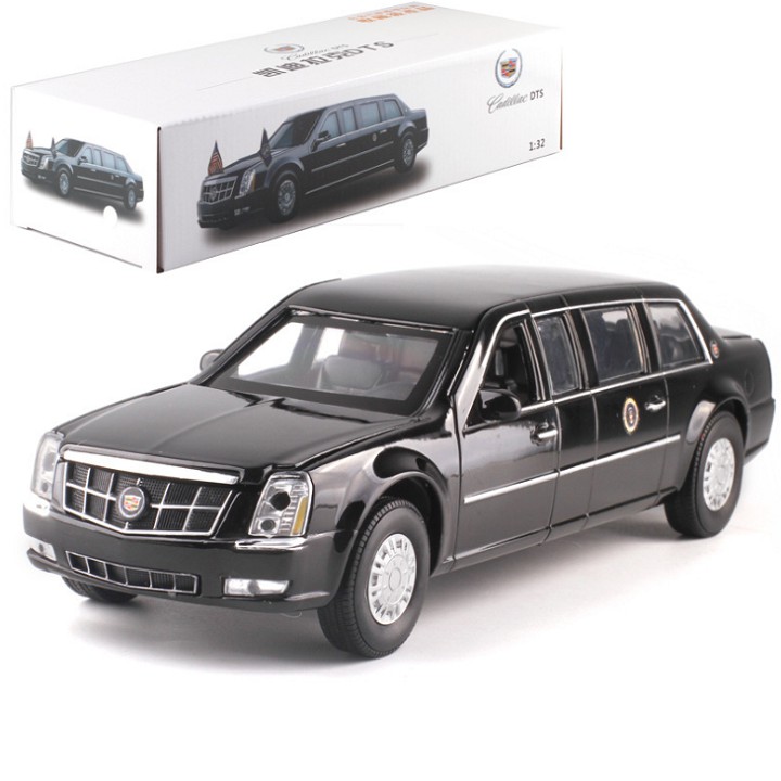 Mô hình xe ô tô Cadillac tỉ lệ 1:32 xe bằng sắt chạy cót mở được cửa có âm thanh và đèn khi mở cửa xe