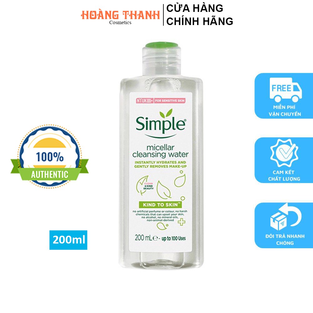 NƯỚC TẨY TRANG SIMPLE MICELLAR CLEANSING WATER – HOÀNG THANH COSMETICS