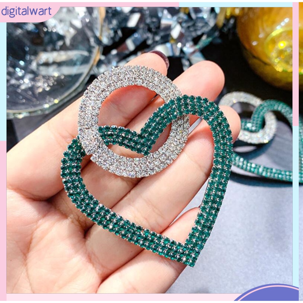 Đôi bông tai hình trái tim đính đá thời trang cho nữ