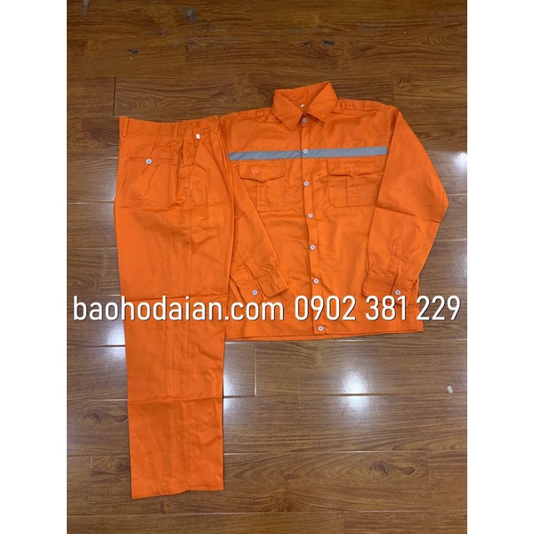 Quần áo công nhân màu cam phản quang xám vải thoáng mát