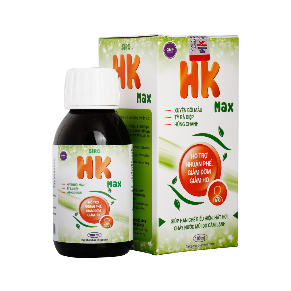 Chai 100ML Siro Ho Hoàng Kim Hỗ Trợ Nhuận Phế, Giảm Đờm, Giảm Ho HK Max