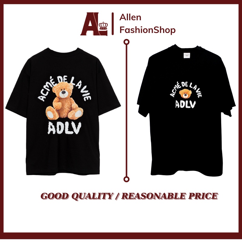 Áo adlv gấu  Acmé de la vie TEDDY BEAR SHORT SLEEVE T-SHIRT BEIGE, tee adlv, full tag, túi Allen FashionShop