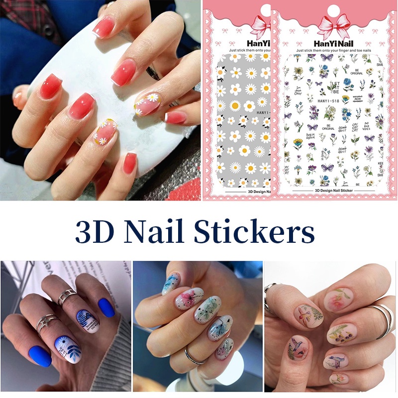 [Hàng mới về] Miếng dán móng tay họa tiết 3D nhiều kiểu tùy chọn